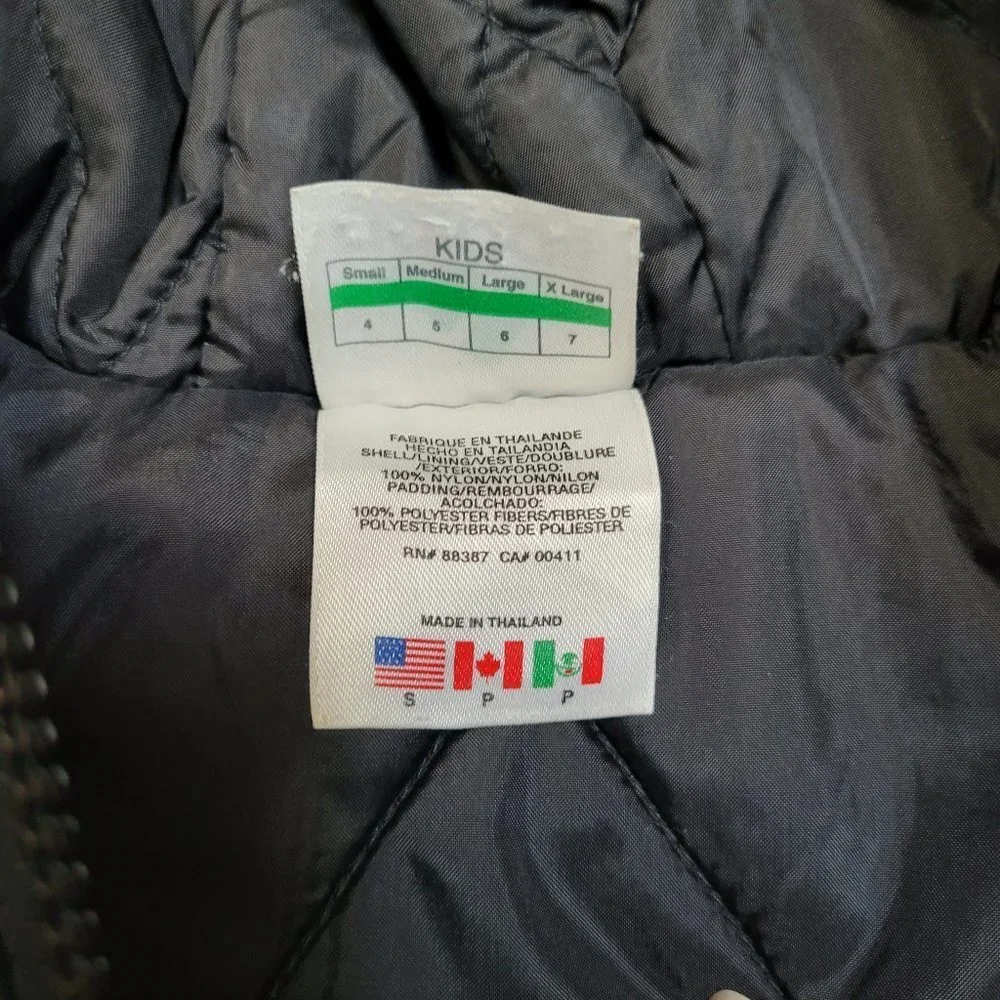 Adidas Black Hooded Quilted 3 Stripe Puffer Jacket Boys - Small (Size 4)